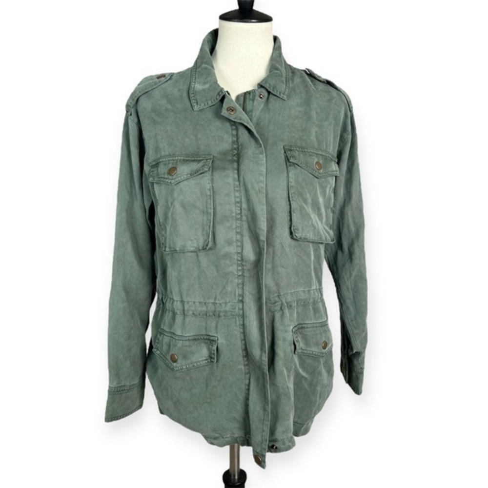Young Fabulous Broke Green Utility Jacket 100% Tencel Drawstring‎ Waist Sz S NEW
